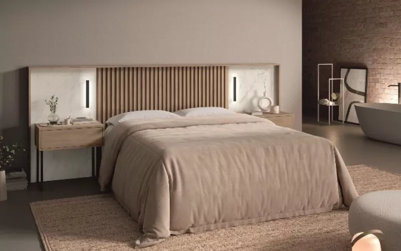 Diseño de dormitorio mostrado en la exposición de muebles