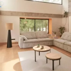 Sofá mostrado en la exposición de muebles de la tienda